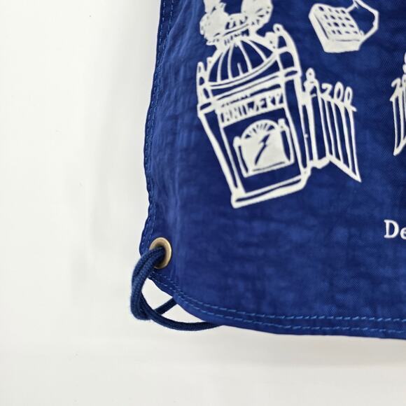 Kipling Antwerp Cartoon Print Nylon Drawstring Backpack Tote Bag Blue White - Picture 4 of 9